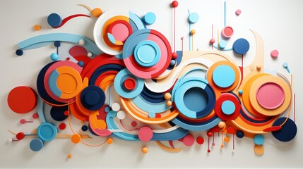 Obraz premium Funky art in abstract geometric shape background. Generative AI.