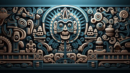 Illustration of aztec pattern. Generative AI.