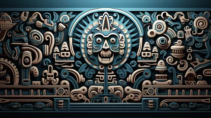 Foto op Plexiglas Illustration of aztec pattern. Generative AI. © ProVector