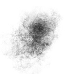 Black color powder explosion isolated on transparent background. Royalty high-quality free stock PNG image of Black powder explosion. Colorful dust explode. Paint Holi, Black dust particles splash