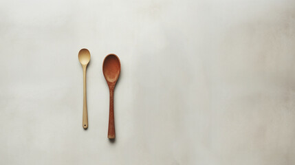 Wooden spoons made of natural wood on a light background, natural materials.