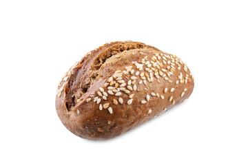 Sesame seeds rye buns on a white isolated background