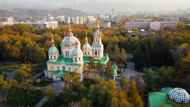 Ascension Cathedral Russian Orthodox church in Almaty