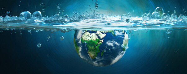 World Water Day concept. Concept of saving water and protecting the environment of the world. Environment Day. Large banner with space for text.