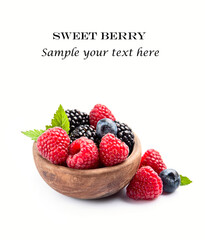 Sweet berry in wooden plate