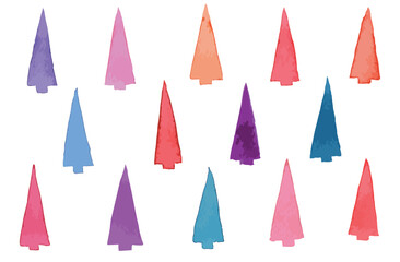 Pattern - Set of Christmas trees on a white background. Forest. Happy New Year. Merry Christmas. Template for banner, greeting card, postcard, print. Vector illustration.