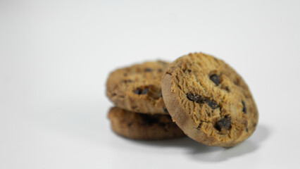 Chocolate chip cookies isolated on white background. Cookies with chocolate chips clip art