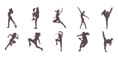 woman sport pose silhouette