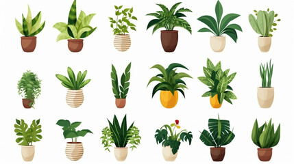 Fototapeta na wymiar interior plants pot furniture cutouts isolated on white background Transparent Garden. generative ai