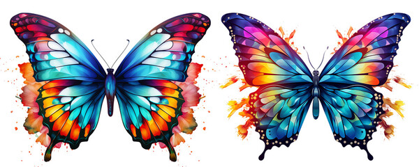 Fototapeta premium Colorful butterfly with intricate patterns. Transparent background