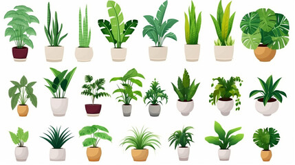 interior plants pots furniture cutouts isolated on white background. generative ai