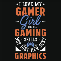 Gamer girls typography tshirt design
