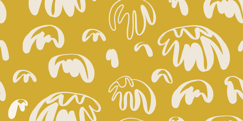 Minimalist trendy abstract line flowers pattern. Modern vector template for design.
