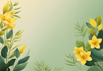 Discover the serene beauty of pastel-colored flowers and leaves, elegantly framing a gradient background for a tranquil and artistic touch