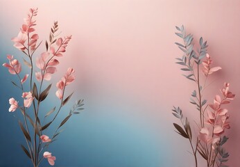 A gentle display of delicate pastel flowers and leaves creating an enchanting frame against a soothing gradient backdrop