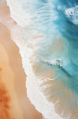 Paradise beach and turquoise sea, directly above view. AI generated photorealistic illustration