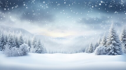 Fototapeta na wymiar Winter background .Merry Christmas and happy New Year greeting card with copy-space. Christmas landscape with snow and fir trees