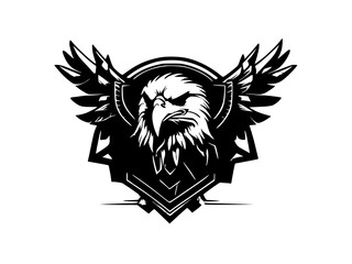 illustration of an eagle and flower, skull logo design