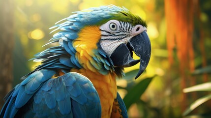 Blue and Yellow Macaw in Pantanal, Brazil - obrazy, fototapety, plakaty