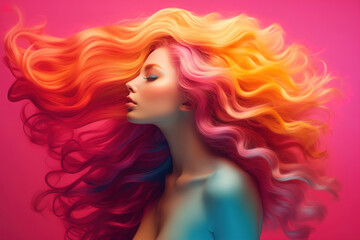 Stunning female portrait, colored gradient, photorealistic art
