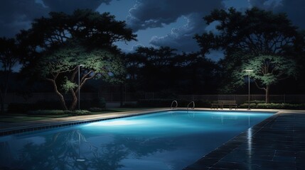 Empty evening pool