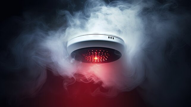 Smoke detector. Home studio ceiling. Smoke and fire protection. Work safety. Elements of a smart home. Home security ecosystem.