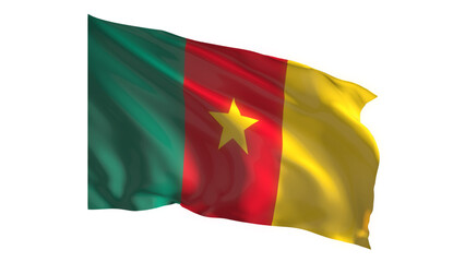 Cameroon national flag on white background.
