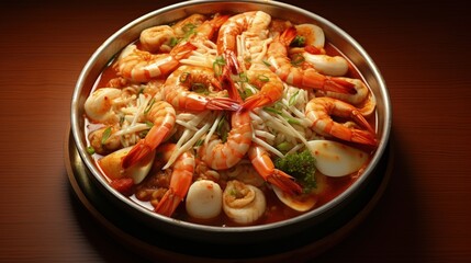Shrimp, seafood clam kalguksu ,korean food