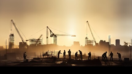 Obraz premium Construction Site silhouettes