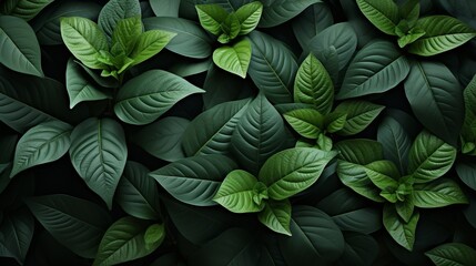 A group of green leaves. Generative AI.