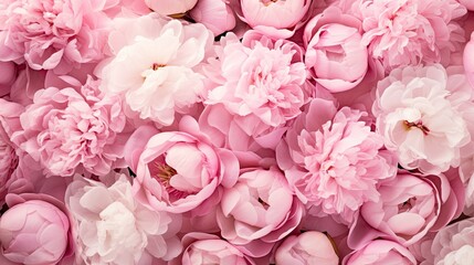 Floral background with pale pink peonies - obrazy, fototapety, plakaty