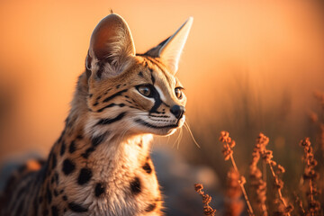 serval na natureza sobre a luz do por do sol - Papel de parede