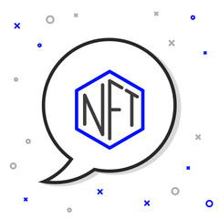Line NFT Digital crypto art icon isolated on white background. Non fungible token. Colorful outline concept. Vector