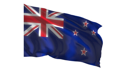 New Zealand national flag on white background.