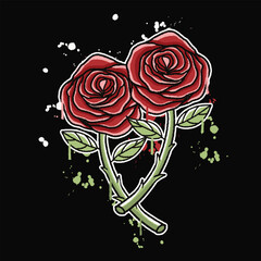 vector graffiti hand drawn rose designs for streetwear illustration