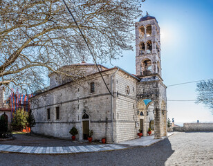 Traditional village of Dimitsana, in Arcadia, Peloponnese, Greece on a beautiful winter day