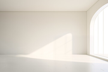 Empty modern interior with white wall, Minimal room design. - obrazy, fototapety, plakaty