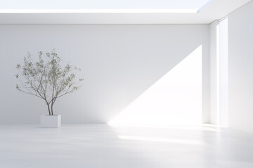 Empty modern interior with white wall, Minimal room design.