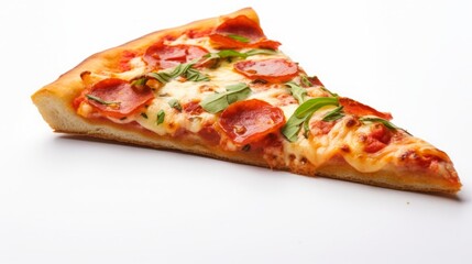 delicious tasty slice of pizza,  white background