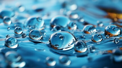 Realistic water drops close up. Generative AI.