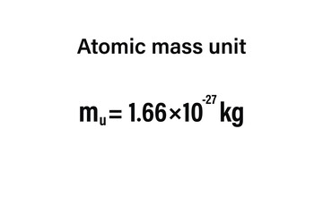 Atomic mass unit kg on the white background. Education. Science. Important Physics Formula. Vector illustration.