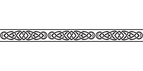 Celtic seamless ornament interlaced tape. Black ornament isolated on white background.
