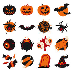 Funny and colorful Halloween illustration vector set