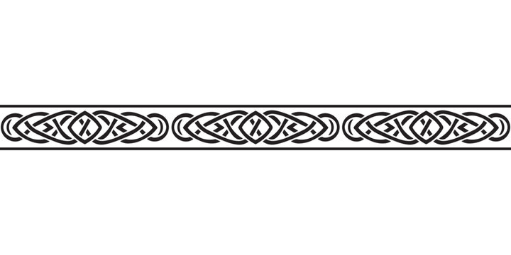 Celtic seamless ornament interlaced tape. Black ornament isolated on white background.