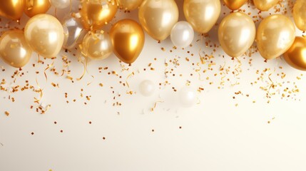 Elegant golden balloon. Happy celebration card banner template