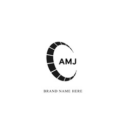 AMJ logo. A M J design. White AMJ letter. AMJ, A M J letter logo design. Initial letter AMJ linked circle uppercase monogram logo.