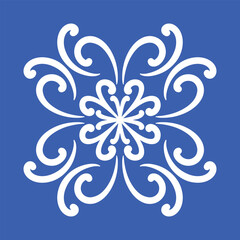 Pattern blue and white. Winter decor, snowflakes,christmas decor. Seamless pattern tile with Victorian motives.Ceramic tile in talavera style. Ornamental blue and white patterns for any decor.