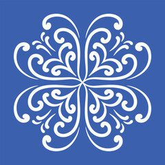 Pattern blue and white. Winter decor, snowflakes,christmas decor. Seamless pattern tile with Victorian motives.Ceramic tile in talavera style. Ornamental blue and white patterns for any decor.