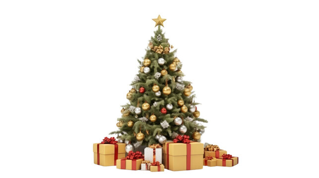 Beautiful christmas tree isolated on a transparent background 