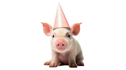 Happy Birthday Pig isolated on transparent